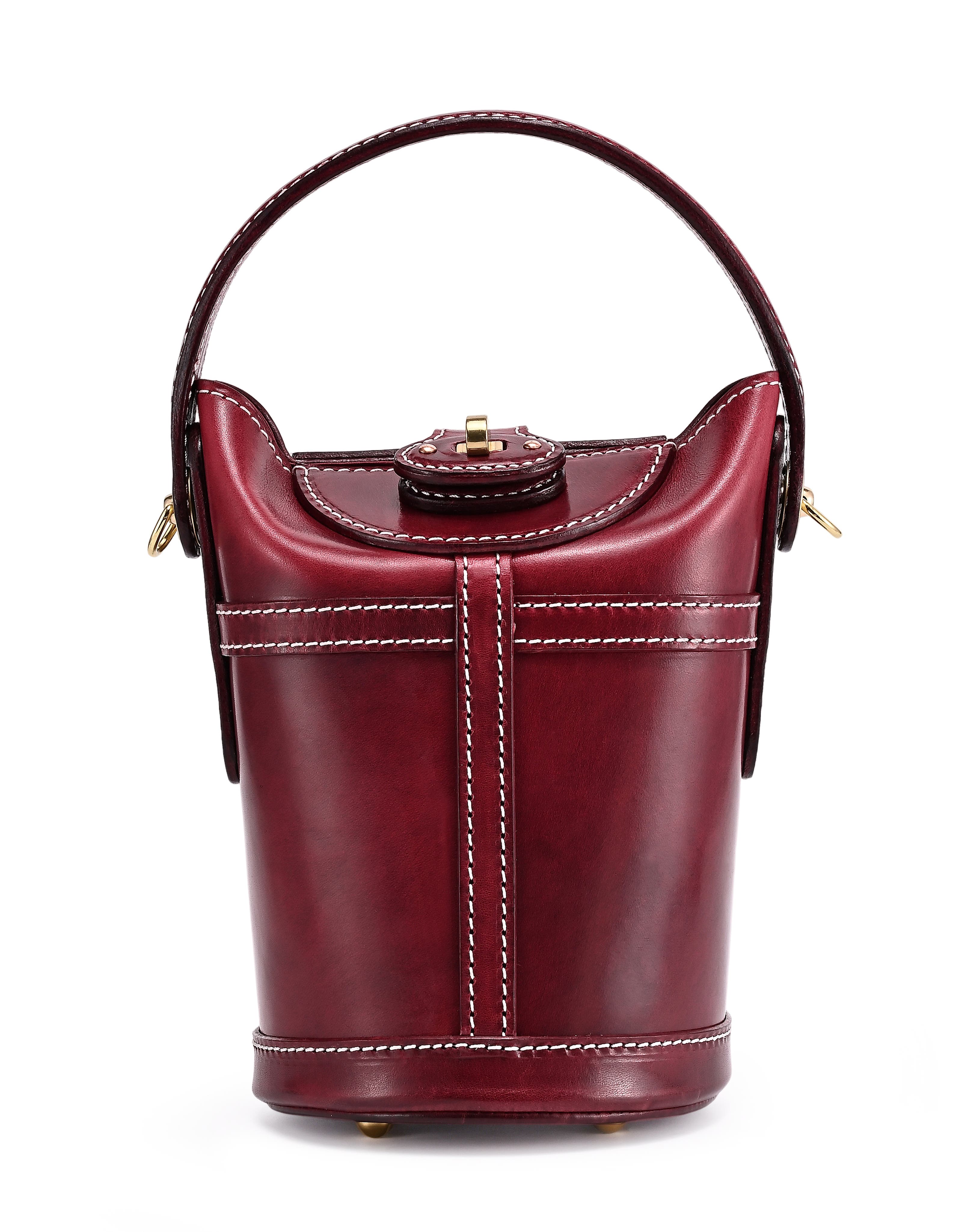 Begonia Genuine Leather Vintage Bucket Crossbody, Alternate, color, Maroon