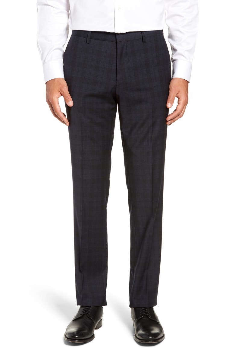 BOSS Huge/Genius Slim Fit Stretch Plaid Wool Suit, Alternate, color,