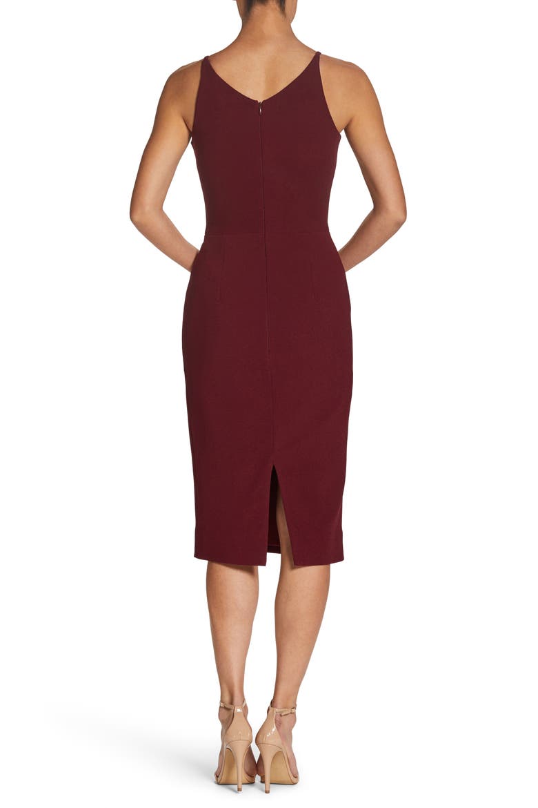 Lyla Crepe Cocktail Dress, Alternate, color, BURGUNDY