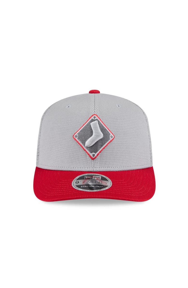New Era Men's New Era  Gray/Red Chicago White Sox 2025 Batting Practice 9SEVENTY Stretch-Snap Trucker Hat, Alternate, color, 