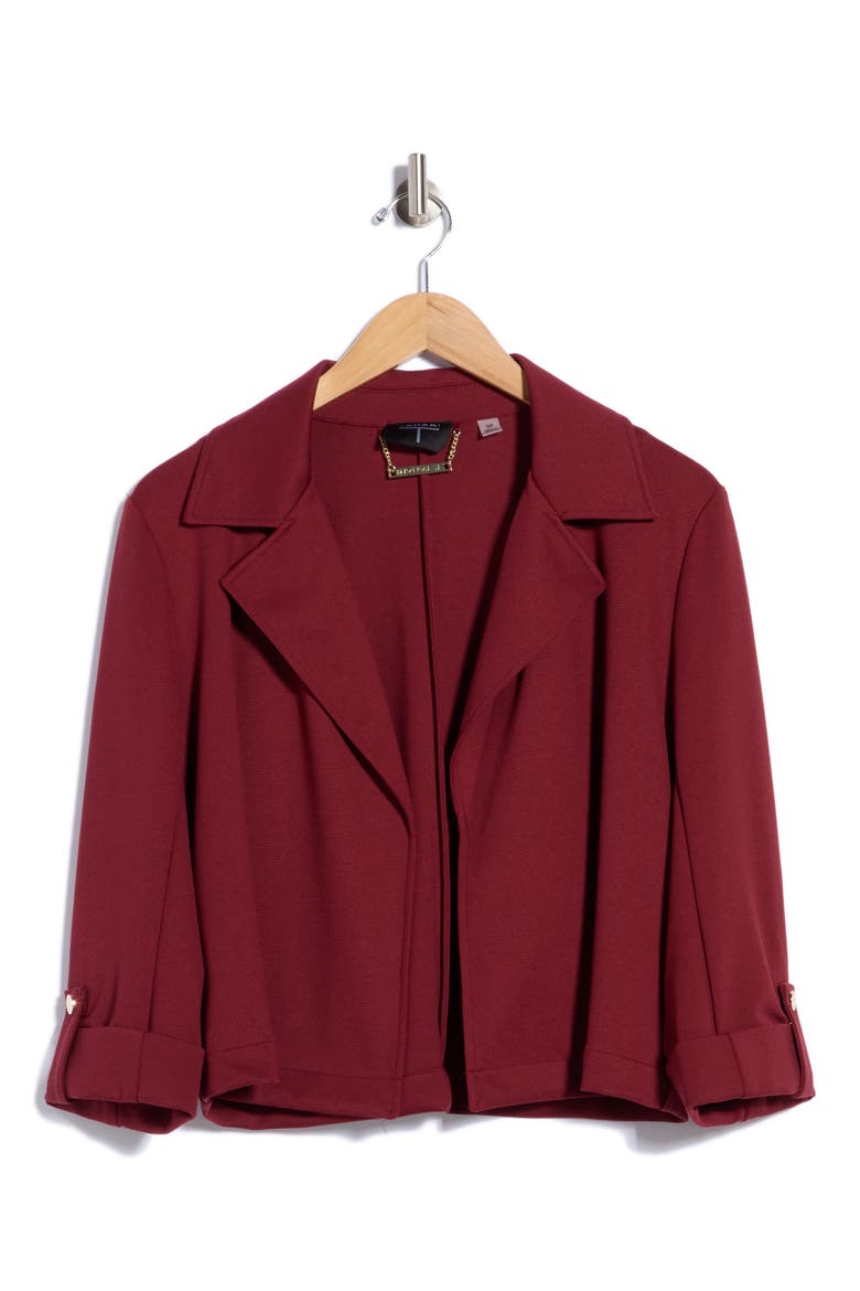 Cropped Button Tab Sleeve Jacket, Main, color, CABERNET