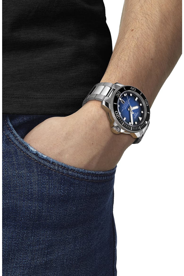 Seastar 2000 Professional Powermatic 80 Bracelet Watch, 46mm, Alternate, color, BLUE GRADIENT