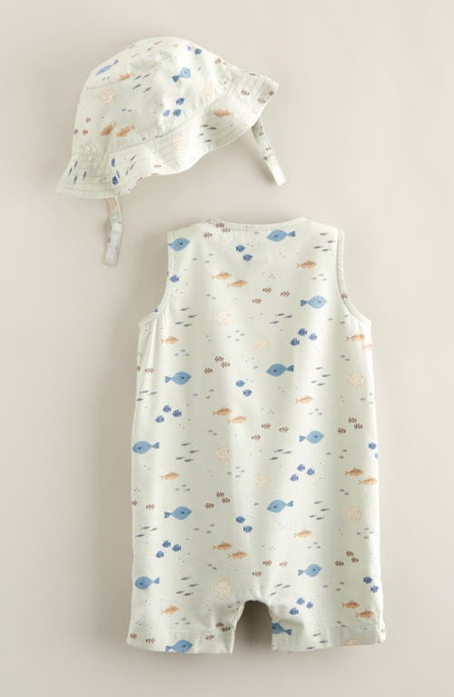 Nordstrom Print Cotton Henley Romper & Hat Set