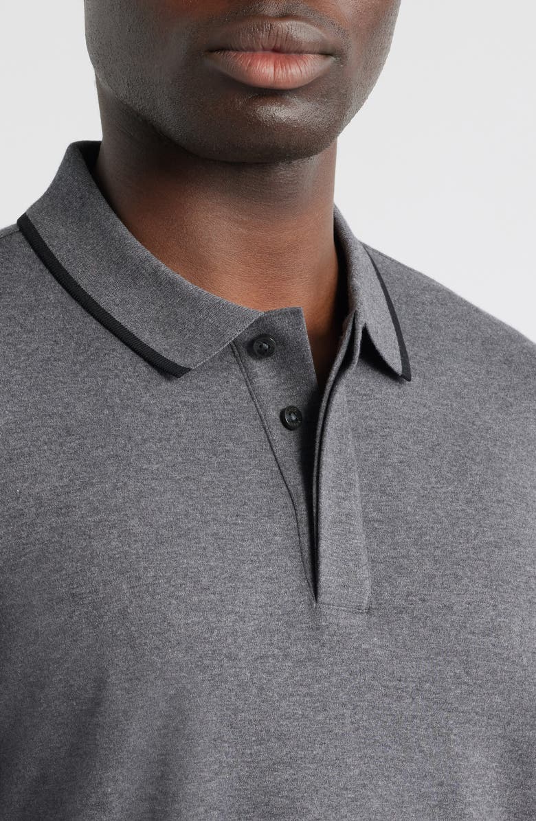 BOSS Parlay Tipped Cotton Polo, Alternate, color, Medium Grey