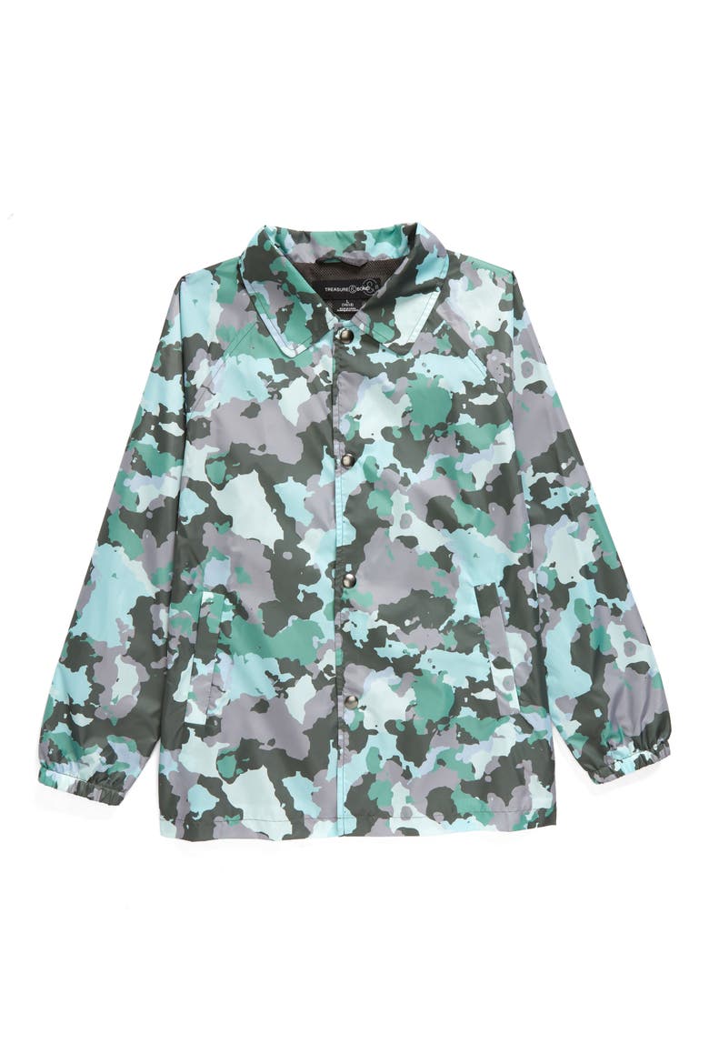 Kids' Camo Print Coach's Jacket, Main, color, OLIVE SARMA CAMO