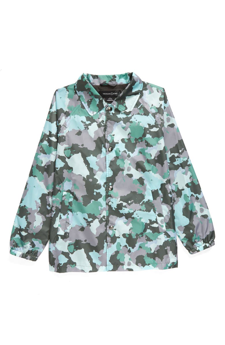 Treasure & Bond Kids' Camo Print Coach's Jacket, Main, color, 
