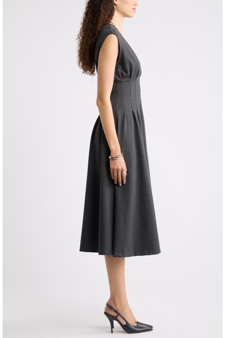 Seamed Ponte V-Neck Dress, Alternate, color, GREY DARK HEATHER