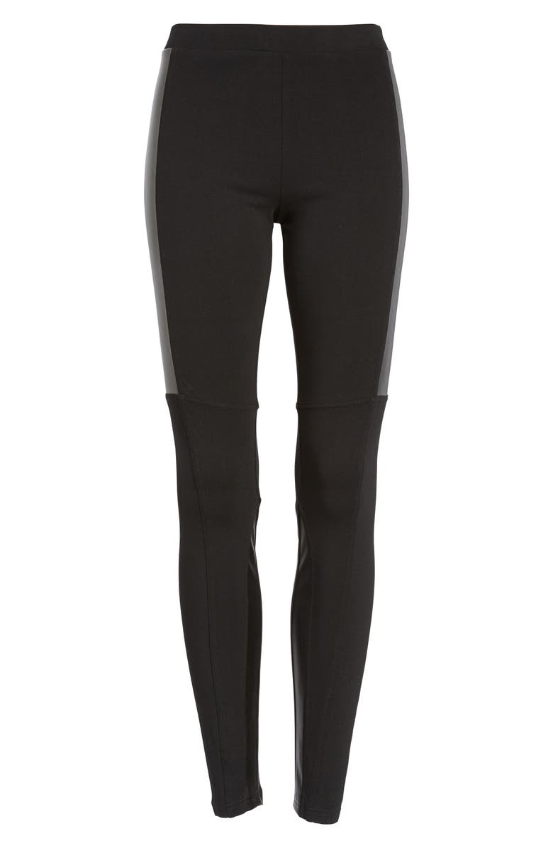 BP. Faux Leather Mixed Moto Leggings, Alternate, color, 