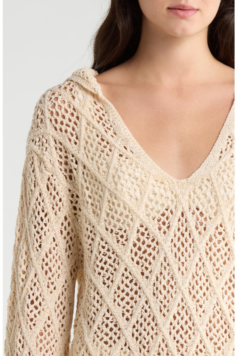 Crochet Cover-Up Minidress, Alternate, color, NATURAL