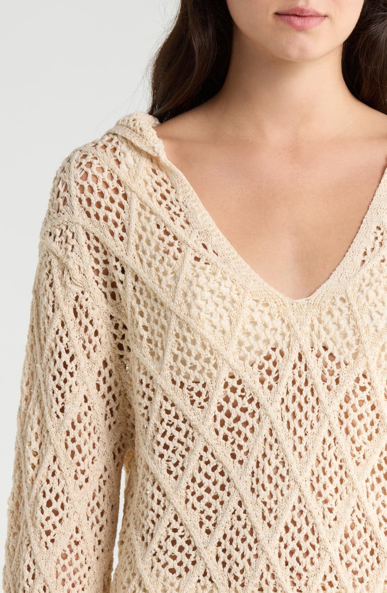 Elan Crochet Cover-Up Minidress, Alternate, color, Natural