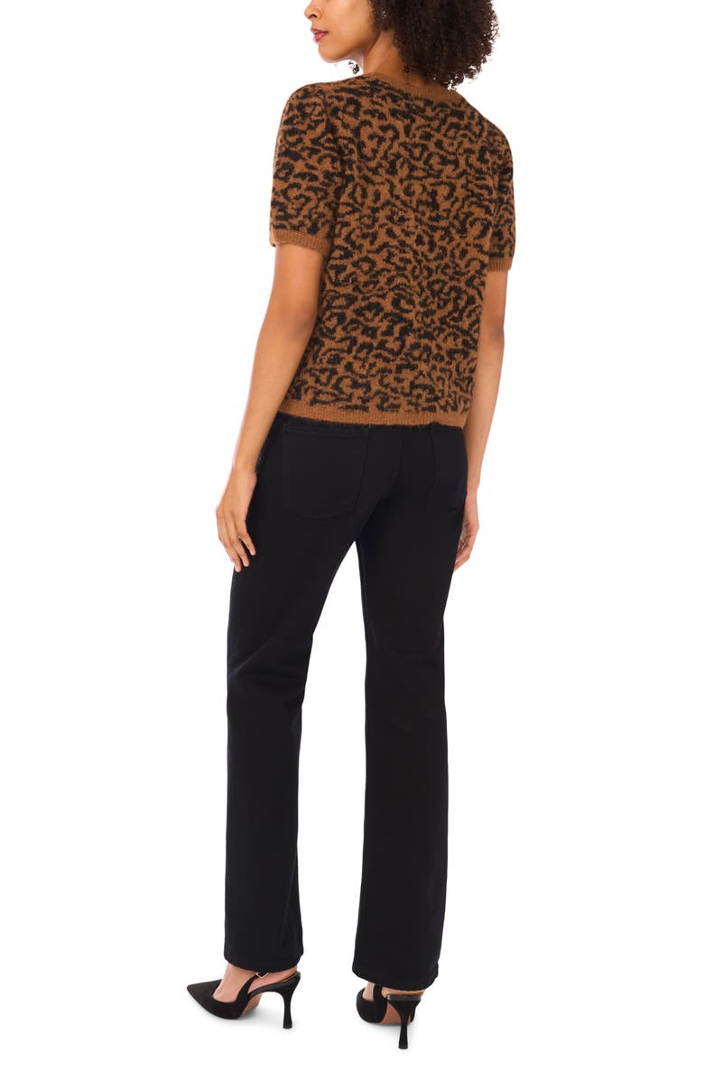 Halogen<sup>®</sup> Leopard Short Sleeve Sweater, Alternate, color, Toasted Coconut