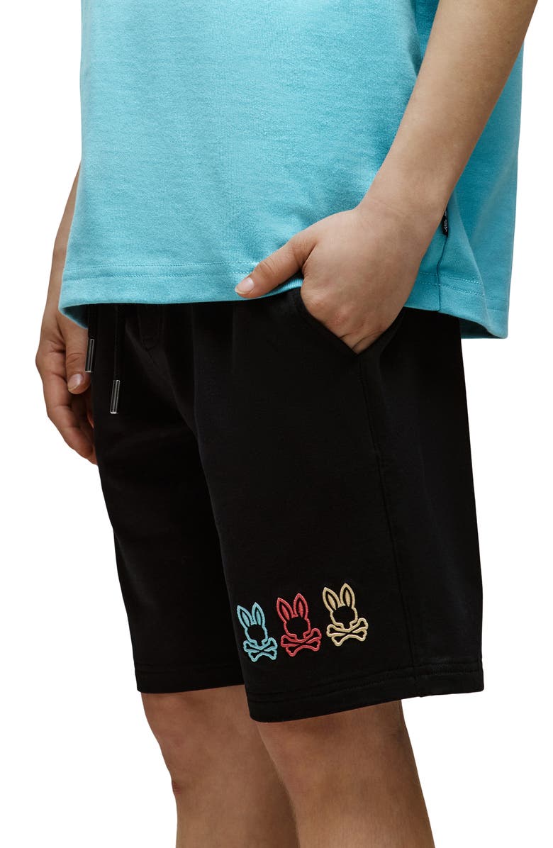 Psycho Bunny Kids' Andy Embroidered Sweat Shorts, Alternate, color, Black