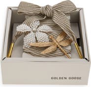 Golden Goose Skins Stripe Faux Pearl Floral & Dragonfly Charm Shoelaces