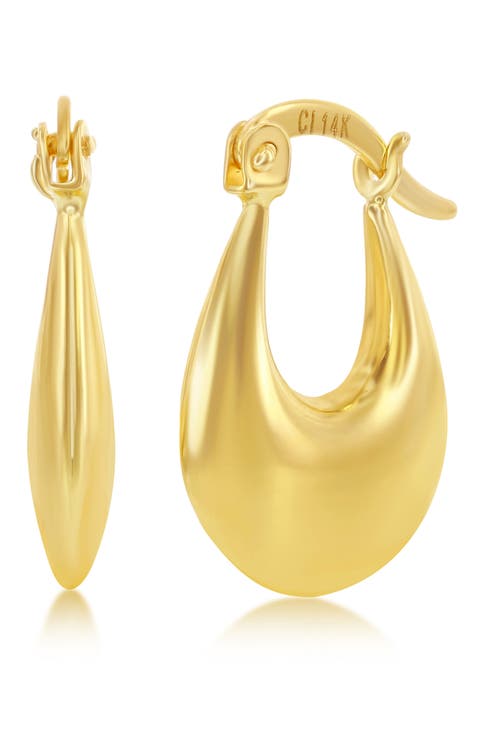14K Gold Puffed Hoop Earrings