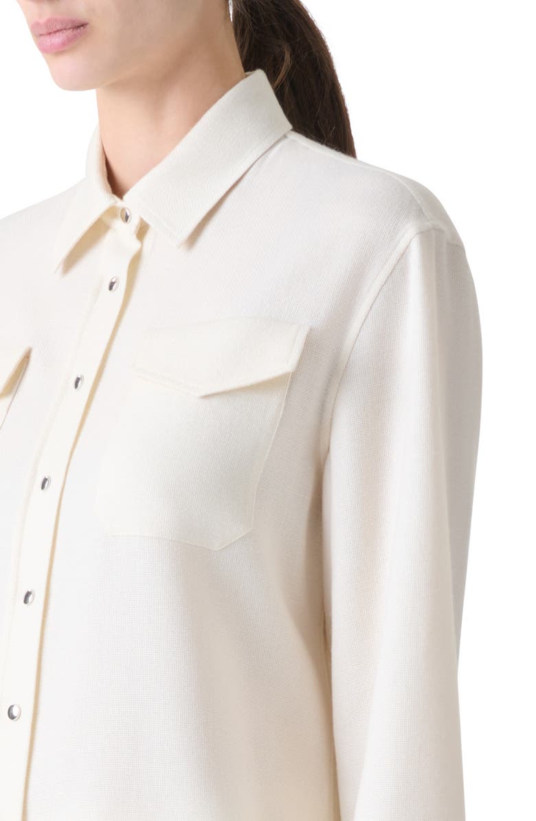 Akris Panama Cashmere & Silk Snap-Up Shirt, Alternate, color, Ecru