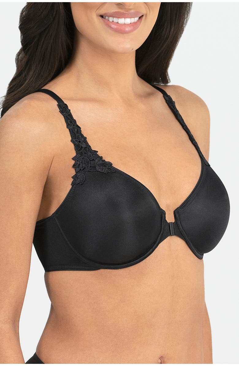 Dominique Intimates Meryl Front Closure Minimizer Racerback Bra, Alternate, color, Black