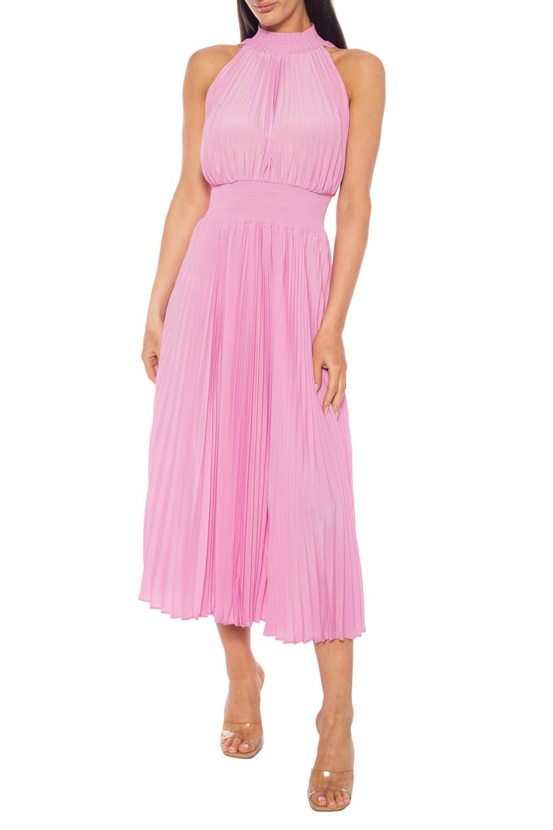 Pleated Midi Dress, Main, color, PINK