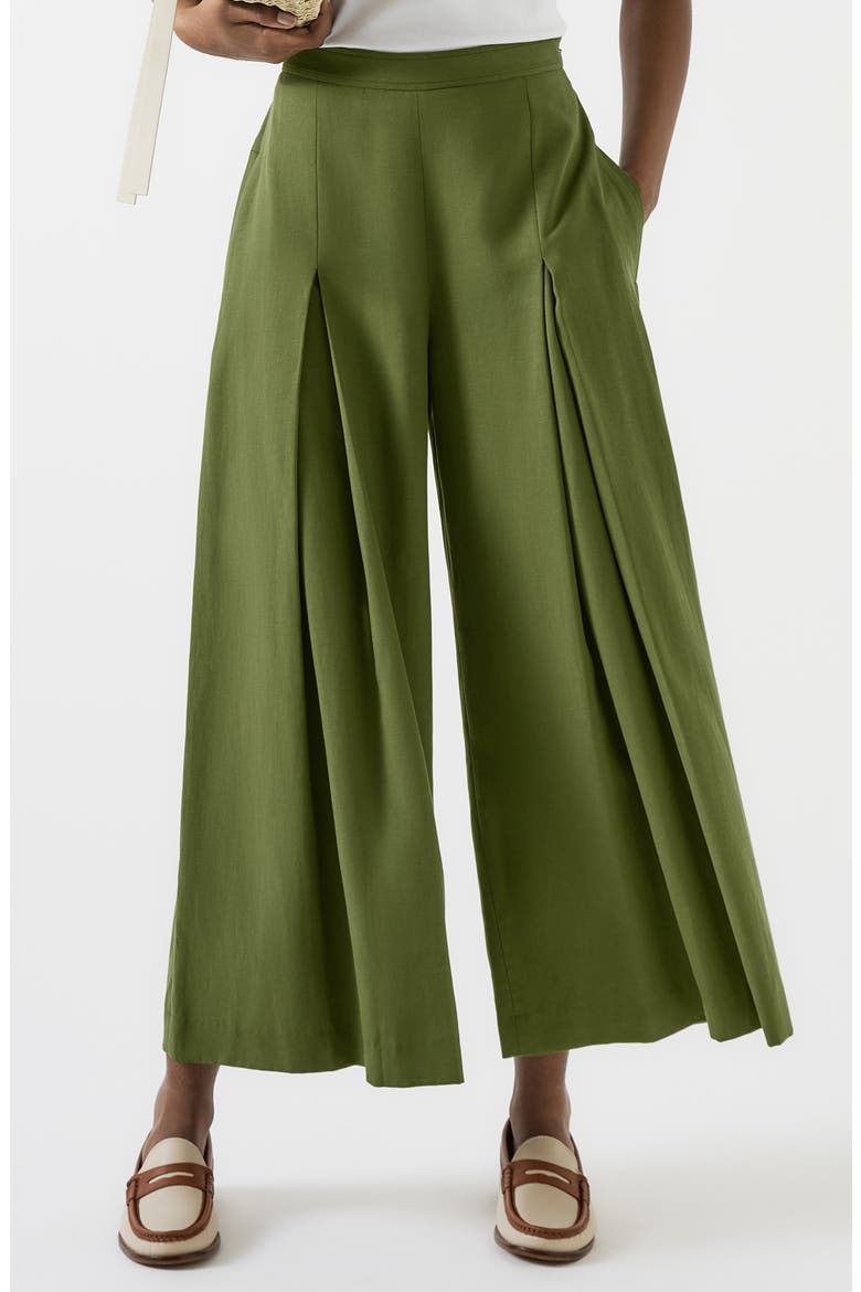 Frances Colette Pleated Wide Leg Pants, Main, color, GREEN