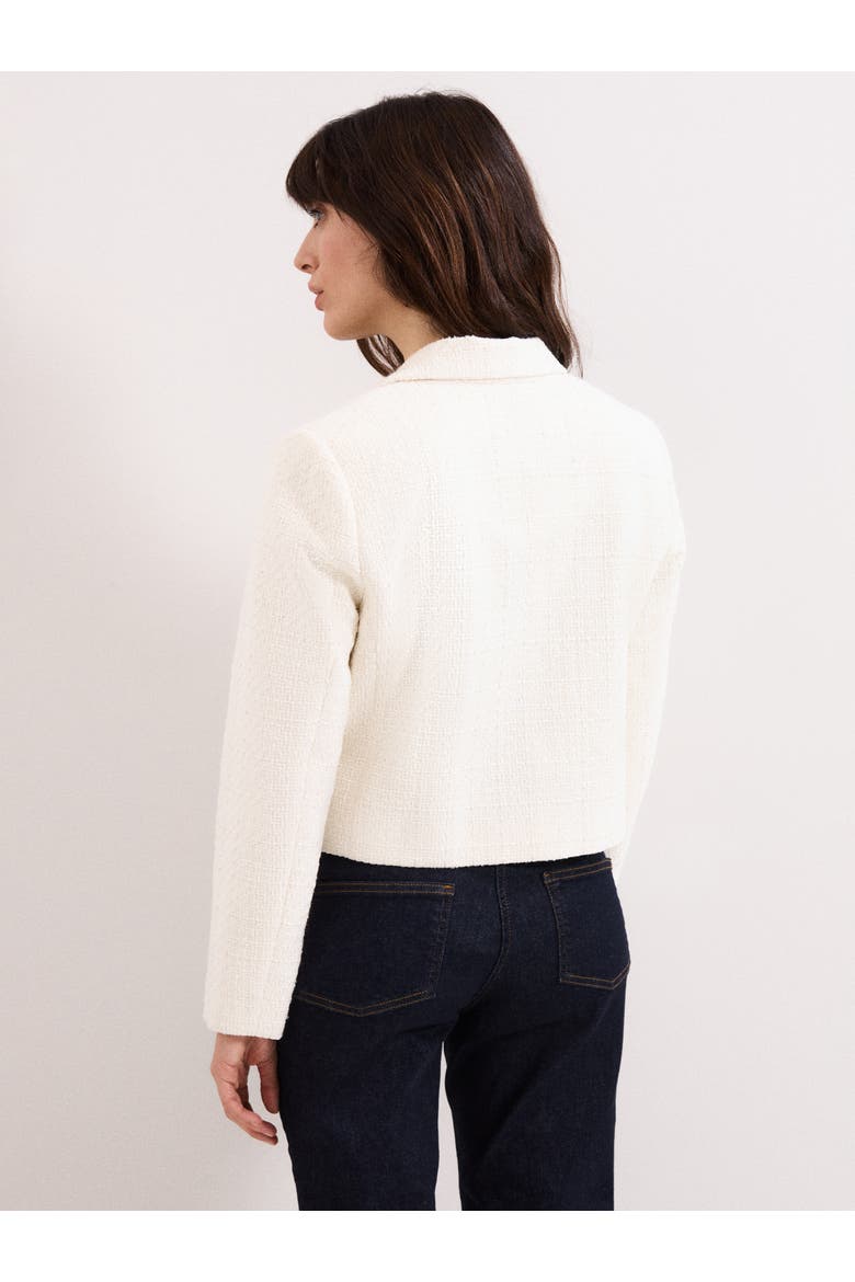 Adria Cropped Textured Jacket Blazer, Alternate, color, Ivory