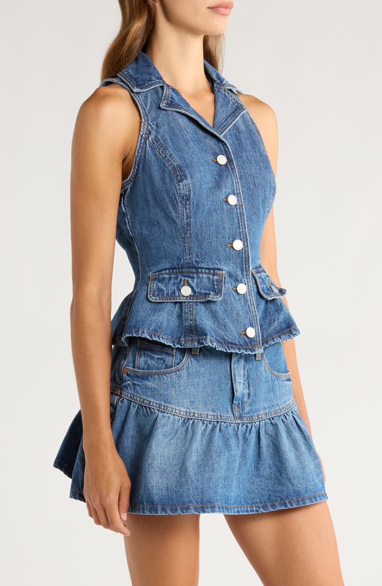 BLANKNYC Denim Peplum Vest, Alternate, color, Rain Or Shine