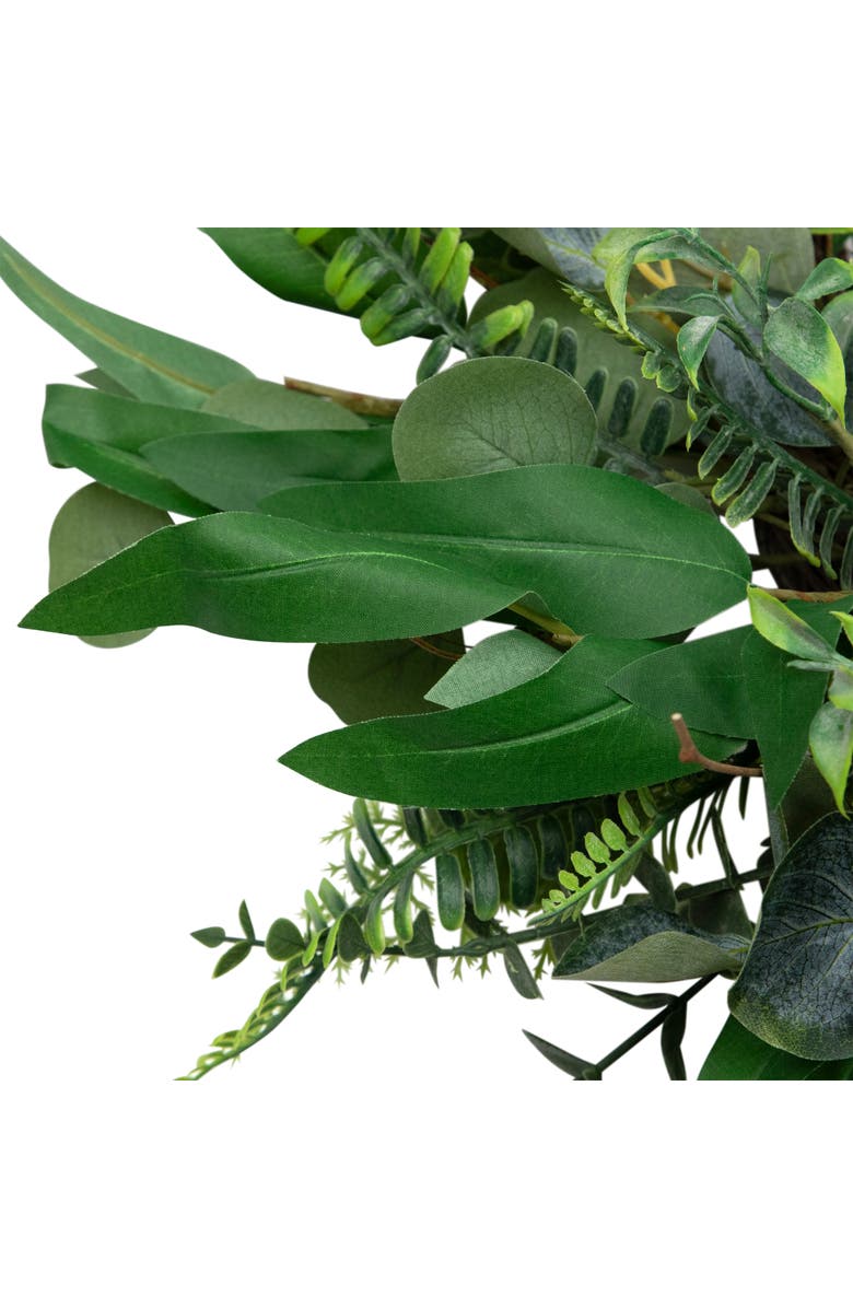 Northlight Eucalyptus and Fern Mixed Foliage Artificial Spring Wreath - 24", Alternate, color, Green