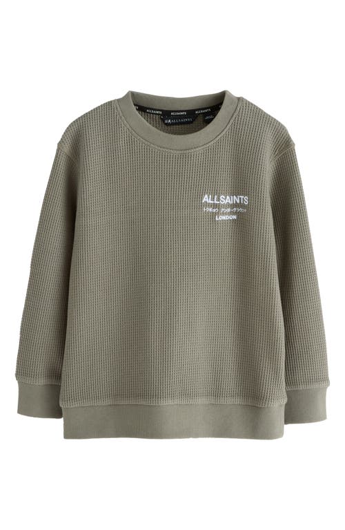 Smallsaints By Allsaints Kids' Underground Embroidered Waffle Crewneck Sweatshirt In Gray