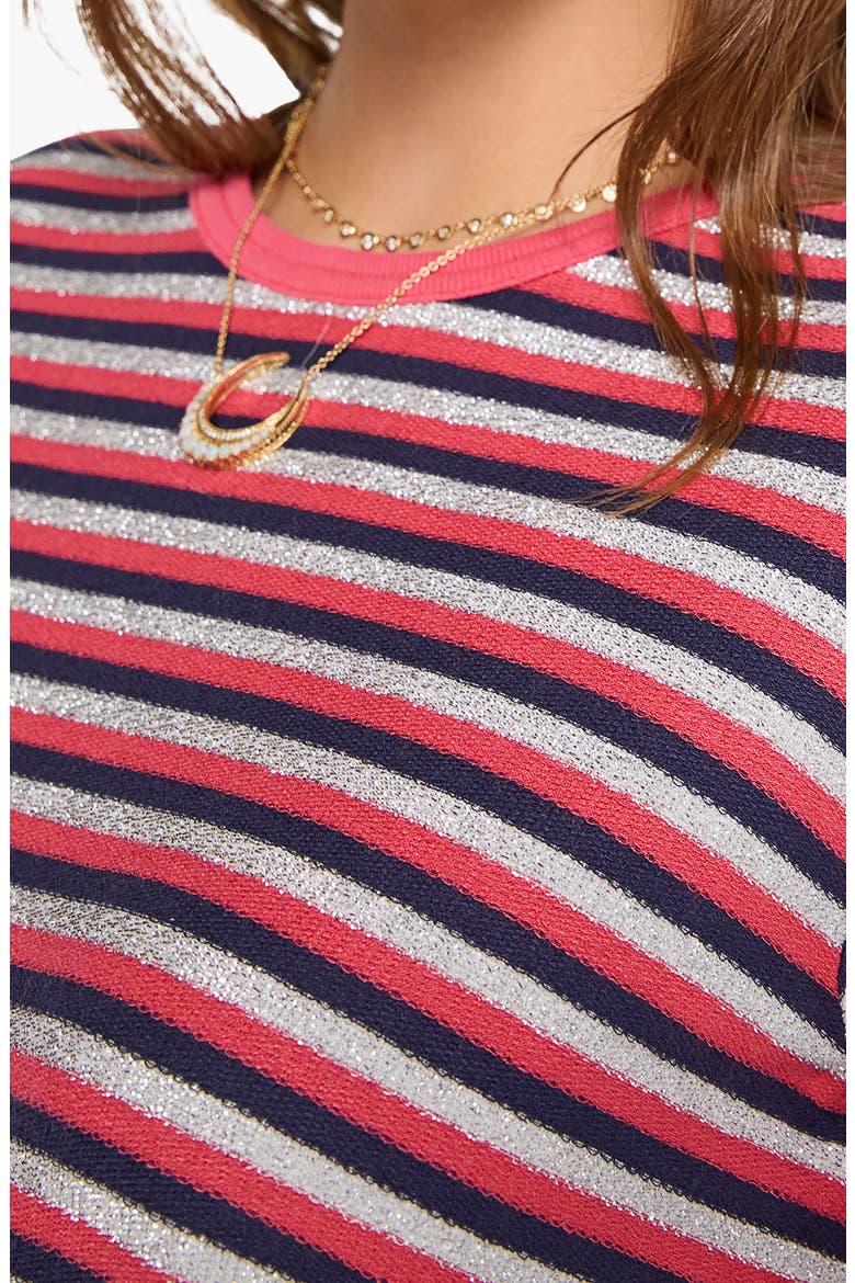The Lil Goodie Ringer T-Shirt, Alternate, color, NAVY SILVER PINK STRIPE