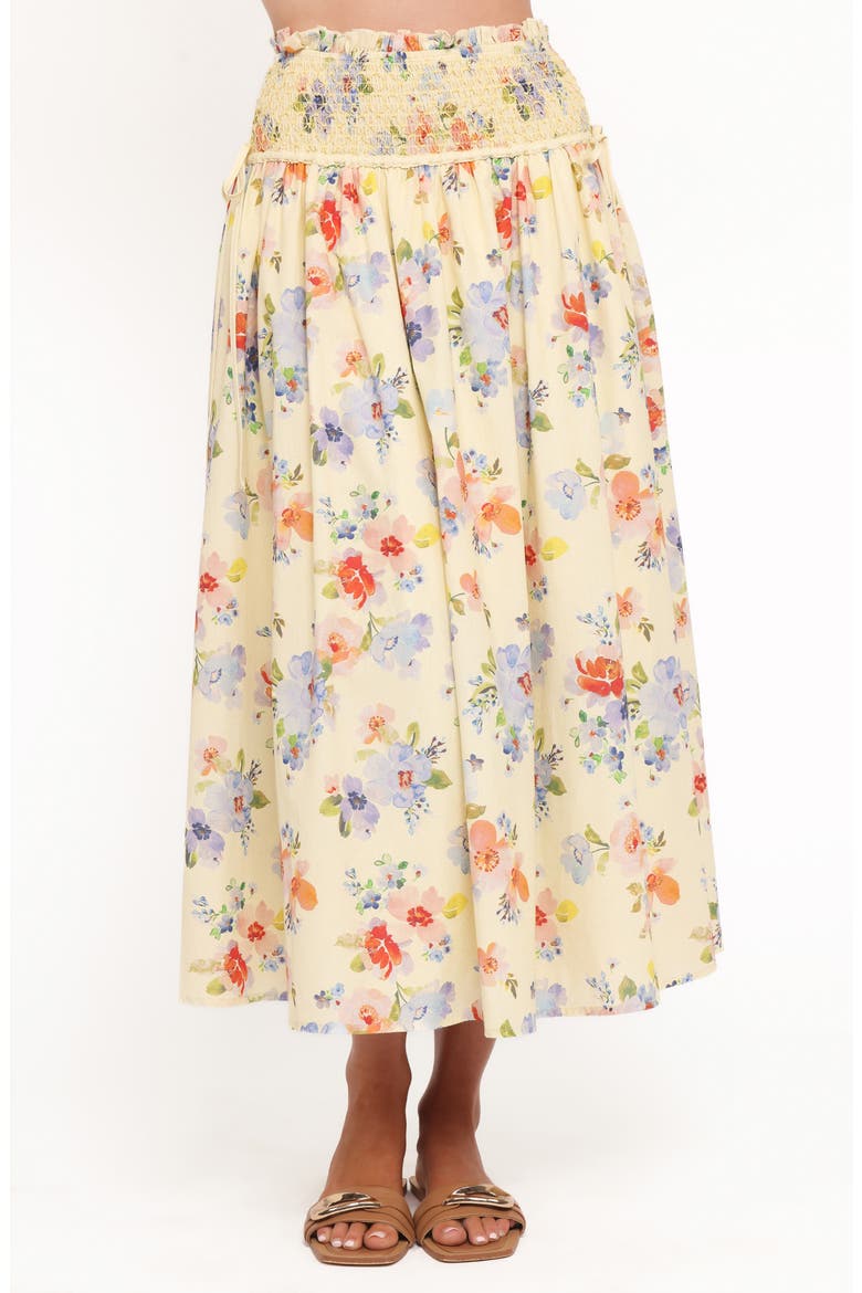 Saskia Floral Print Maxi Skirt, Main, color, LEMON FLORAL