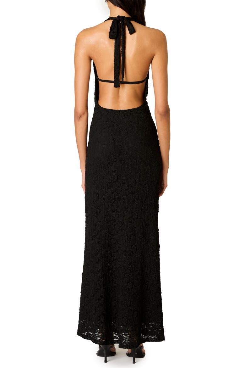 Thalia Lace Halter Maxi Dress, Alternate, color, BLACK