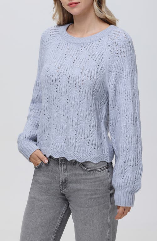 525 Athena Pointell Bow Back Sweater In Light Blue
