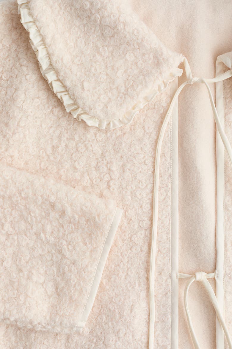 Collared Bouclé Cardigan, Alternate, color, Cream