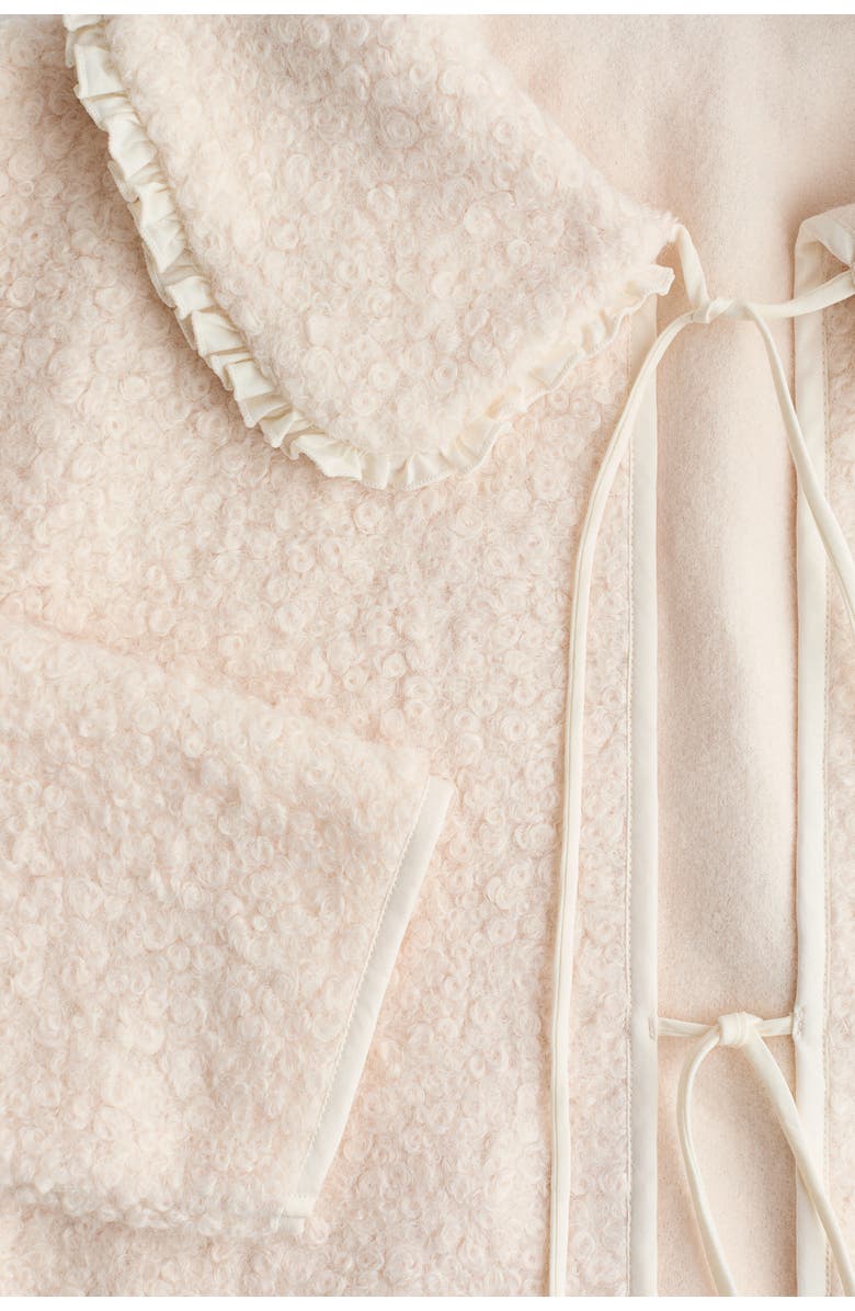 H&M Collared Bouclé Cardigan, Alternate, color, Cream