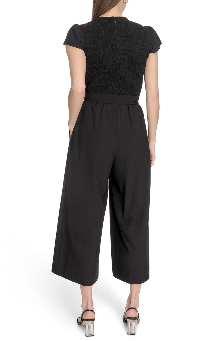 Calvin Klein Smocked Wide Leg Jumpsuit, Alternate, color, Black