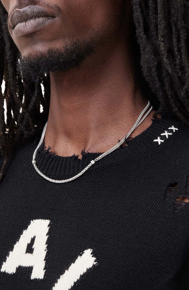 AllSaints Diago Distressed Cotton Crewneck Sweater, Alternate, color, 