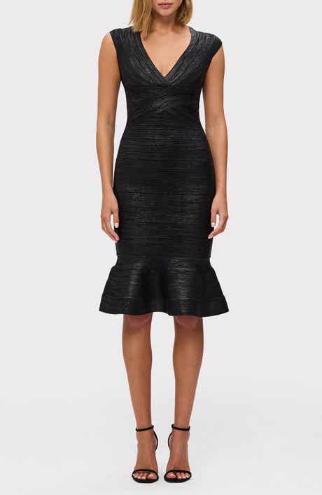 Sophie Metallic Foil V-Neck Dress