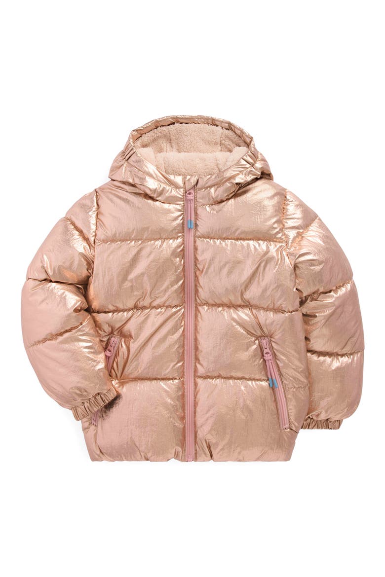 Kids' Fleece Lined Quilted Hooded Jacket, Main, color, GOLD