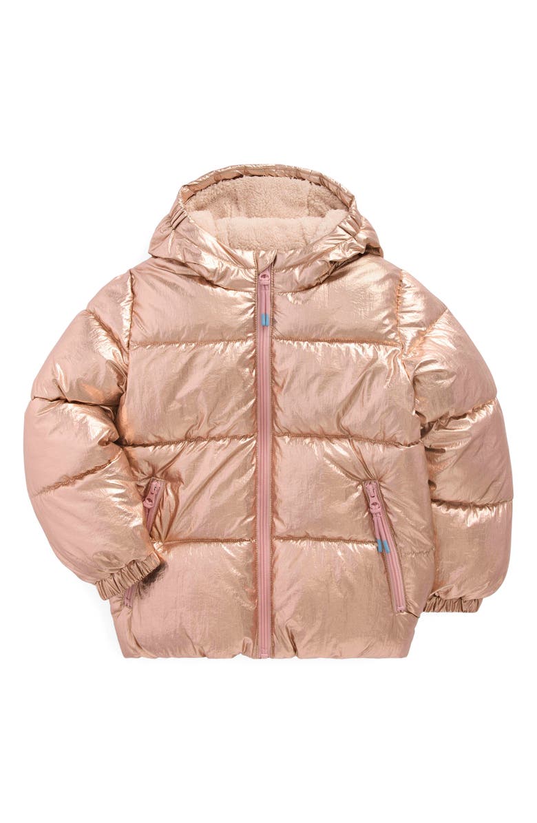 Mini Boden Kids' Fleece Lined Quilted Hooded Jacket, Main, color, Gold