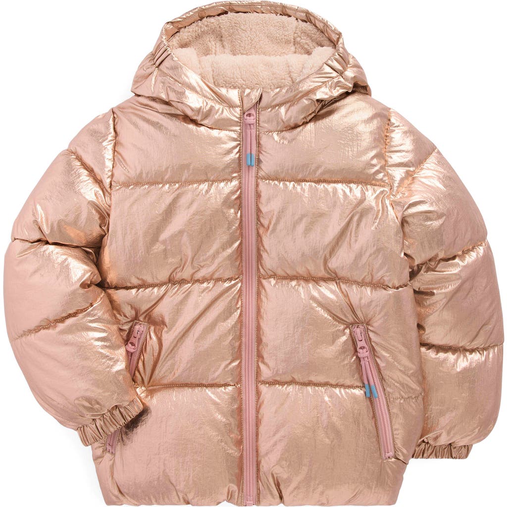 Mini Boden Kids' Fleece Lined Quilted Hooded Jacket In Gold