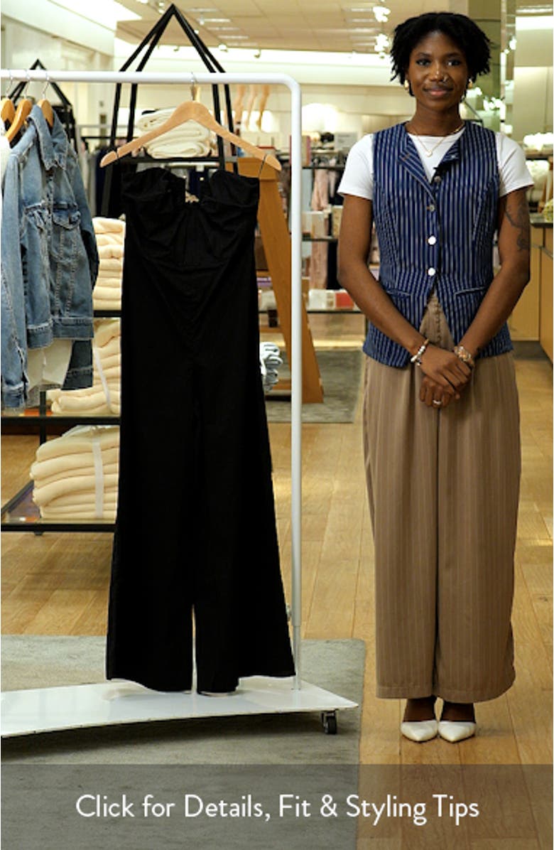 Lora Strapless Wide Leg Cotton Poplin Jumpsuit, sales video thumbnail