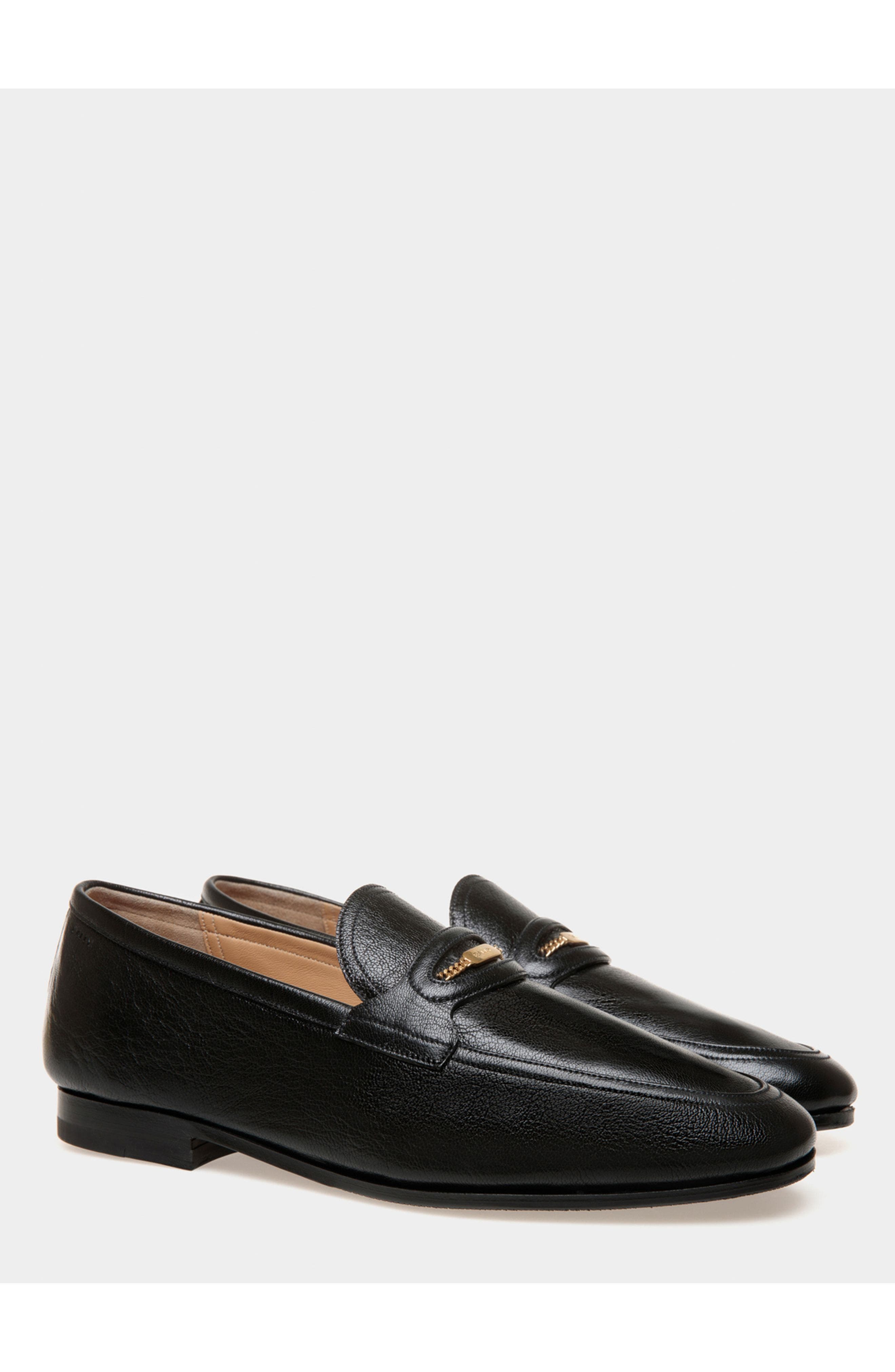 Bally Plume Loafer in Grained Leather, Alternate, color, Black