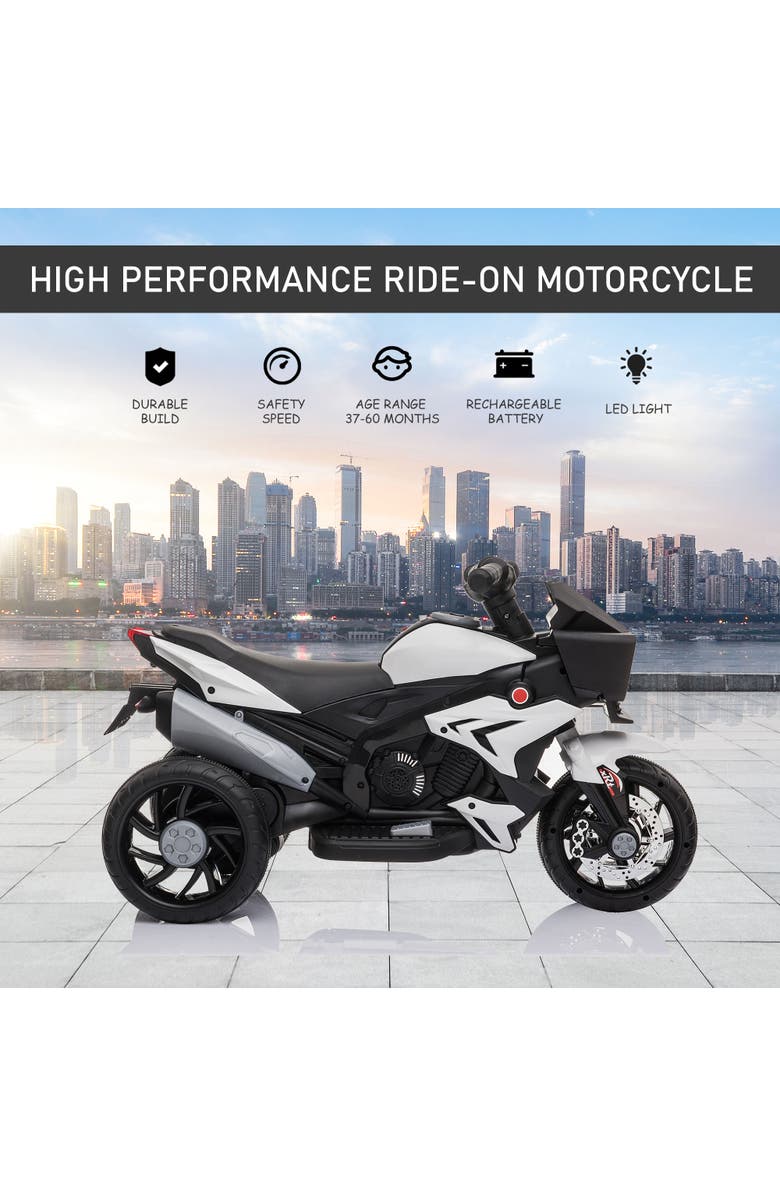 Aosom 6V Kids Electric Motorcycle, Dirt Bike Style, Music, Horn, Headlights, Alternate, color, White