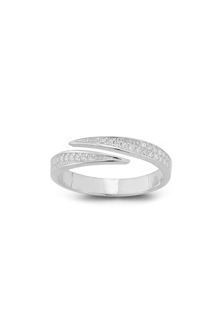 Rhodium Plated Pavé CZ Bypass Ring, Main, color, SILVER