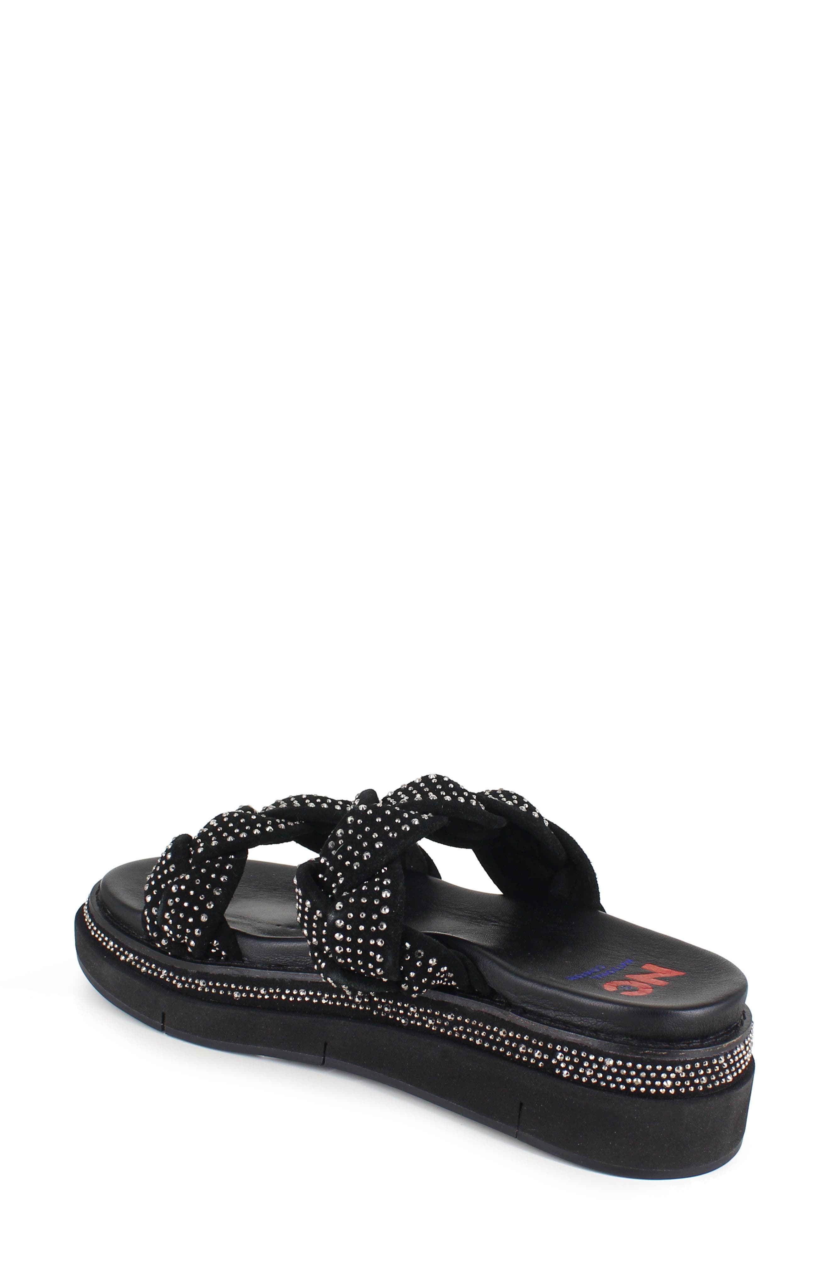 National Comfort Karena Braided Platform Slide Sandal, Alternate, color, Black Suede