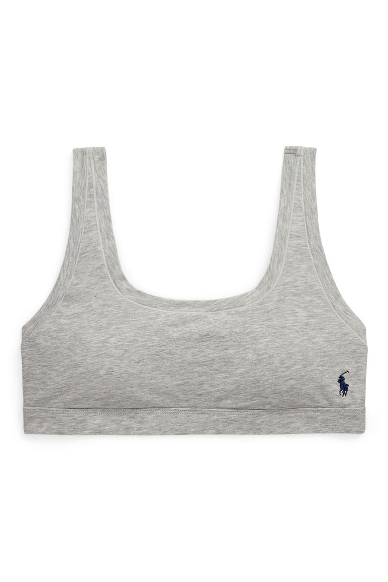 Logo Embroidered Bralette, Alternate, color, HEATHER GREY
