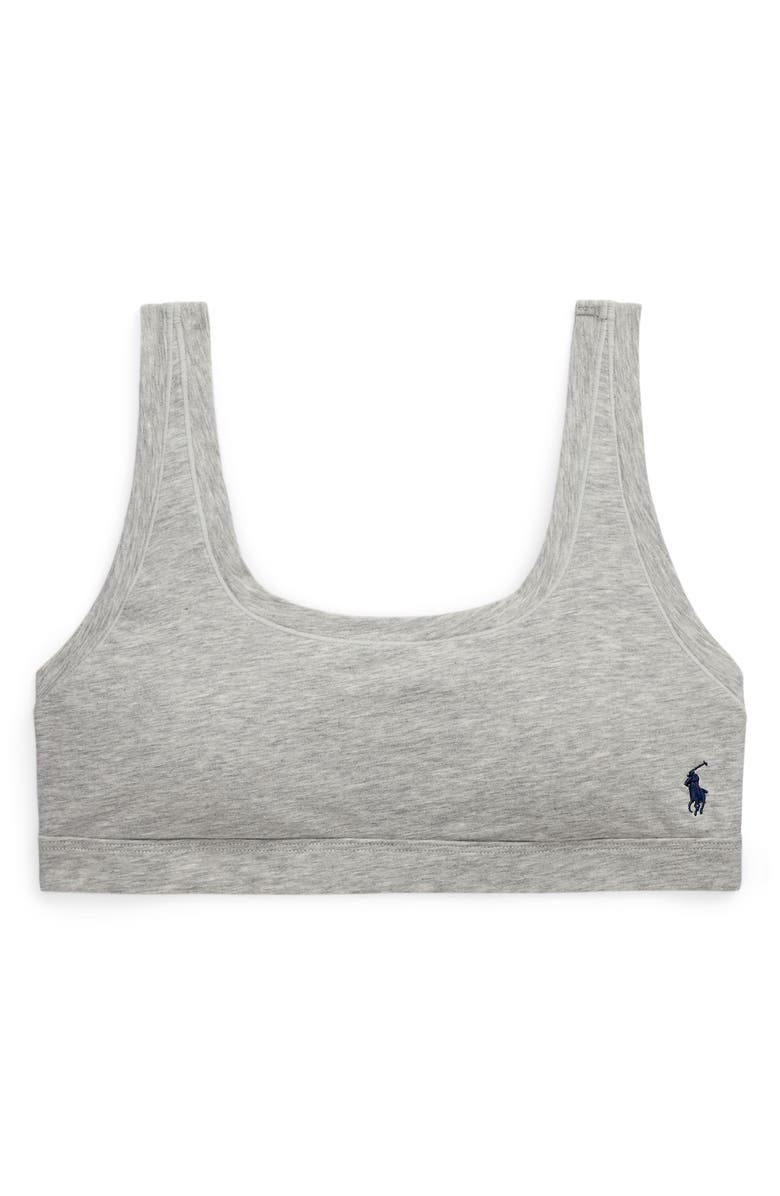 Polo Ralph Lauren Logo Embroidered Bralette, Alternate, color, Heather Grey