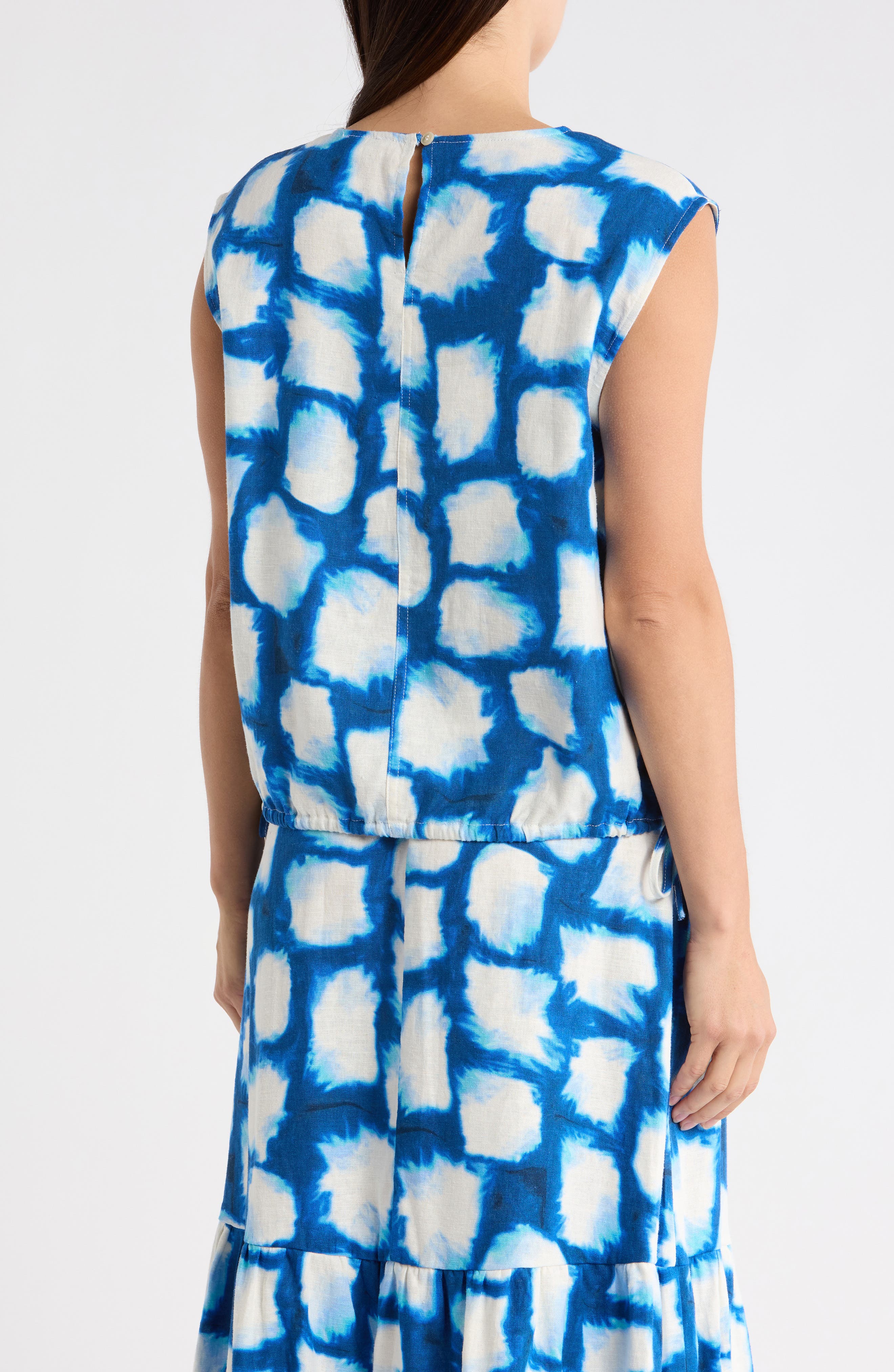 Sleeveless Drawstring Hem Linen Blend Top - image 2