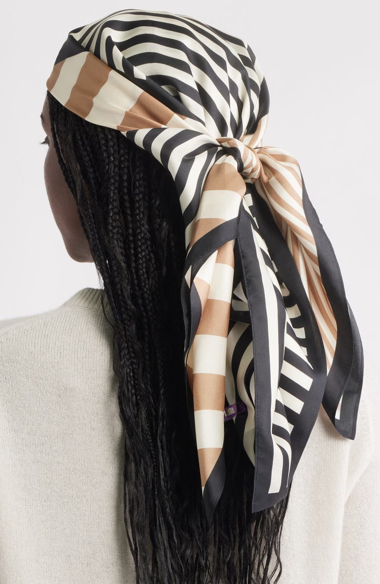 Stripe Square Silk Scarf