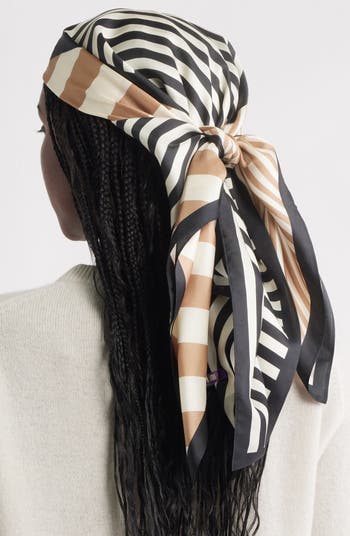 Stripe Square Silk Scarf