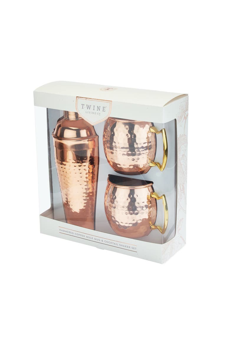 Hammered Mule Mug and Cocktial Shaker in Copper Set of 3, Alternate, color, Copper