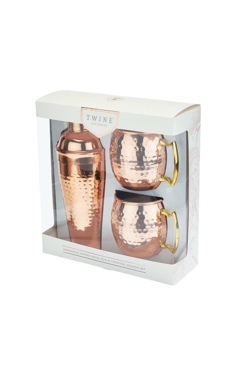 TWINE Hammered Mule Mug and Cocktial Shaker in Copper Set of 3, Alternate, color, Copper